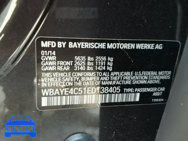 2014 BMW 740 LI WBAYE4C51ED138405 image 9