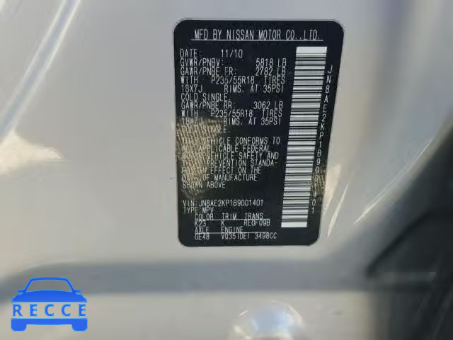 2011 NISSAN QUEST JN8AE2KP1B9001401 image 9