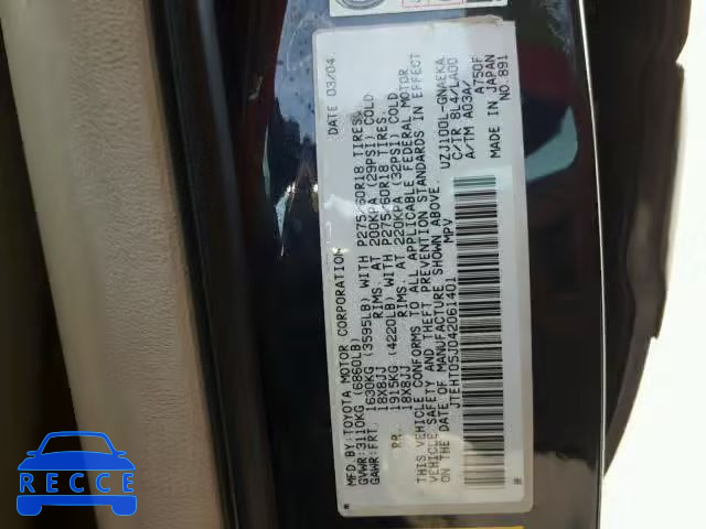 2004 TOYOTA LAND CRUIS JTEHT05J042061401 image 9