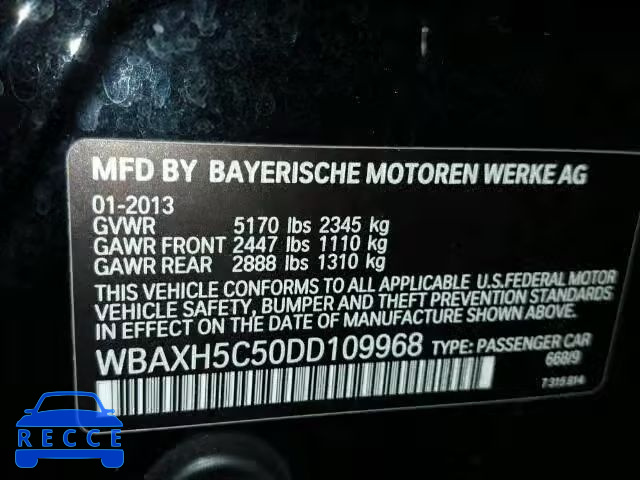 2013 BMW 528 WBAXH5C50DD109968 зображення 9