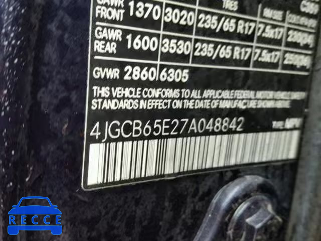 2007 MERCEDES-BENZ R 350 4JGCB65E27A048842 зображення 9