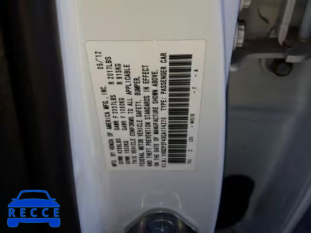 2012 HONDA ACCORD LXP 1HGCP2F4XCA174270 Bild 9