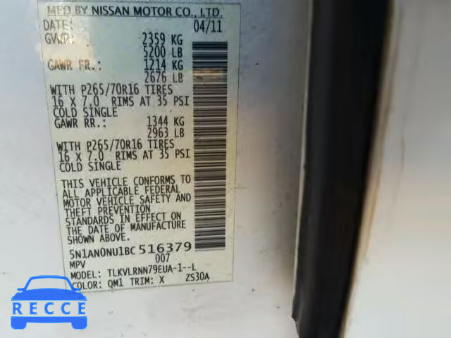 2011 NISSAN XTERRA OFF 5N1AN0NU1BC516379 зображення 9