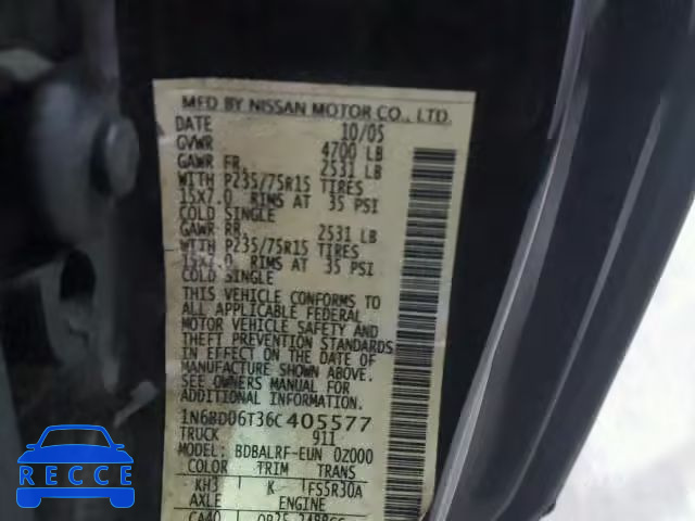 2006 NISSAN FRONTIER K 1N6BD06T36C405577 image 9