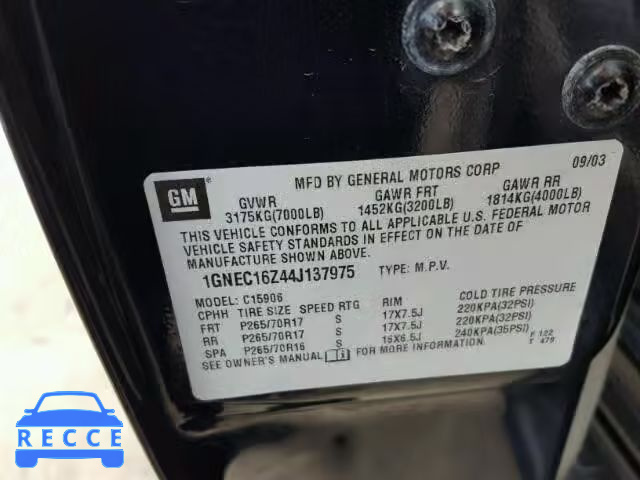2004 CHEVROLET SUBURBAN C 1GNEC16Z44J137975 image 9