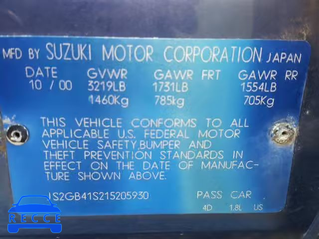 2001 SUZUKI ESTEEM GL JS2GB41S215205930 image 9