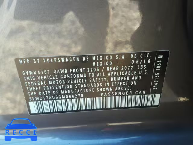 2016 VOLKSWAGEN GOLF 3VW217AU6GM066279 image 9