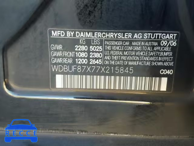 2007 MERCEDES-BENZ E 350 4MAT WDBUF87X77X215845 зображення 9