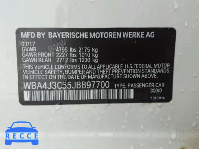 2018 BMW 430XI GRAN WBA4J3C55JBB97700 image 9