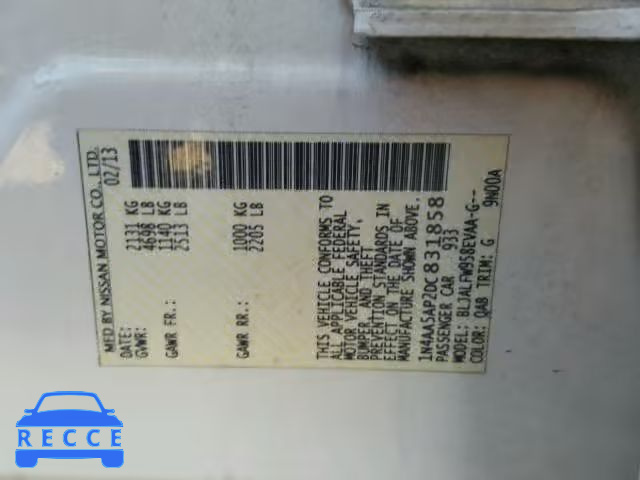 2013 NISSAN MAXIMA S 1N4AA5AP2DC831858 image 1