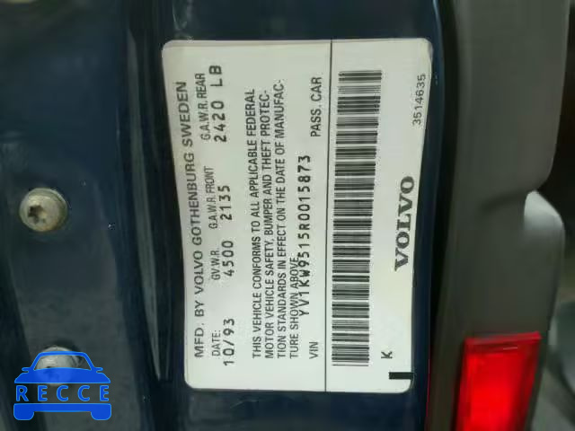 1994 VOLVO 960 YV1KW9515R0015873 зображення 9