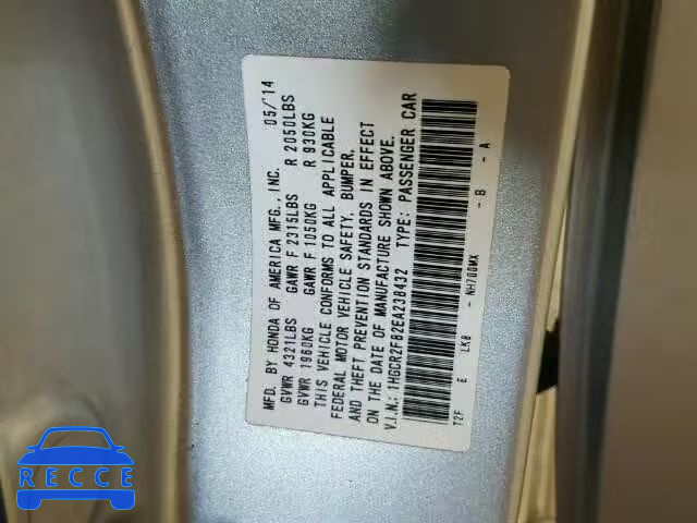 2014 HONDA ACCORD EXL 1HGCR2F82EA238432 image 9