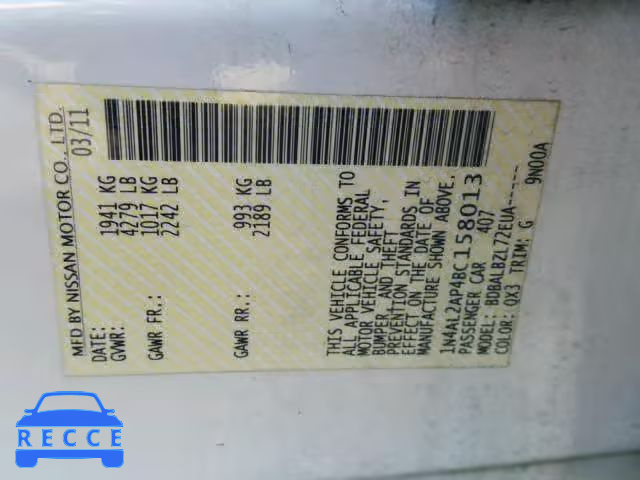 2011 NISSAN ALTIMA BAS 1N4AL2AP4BC158013 image 9