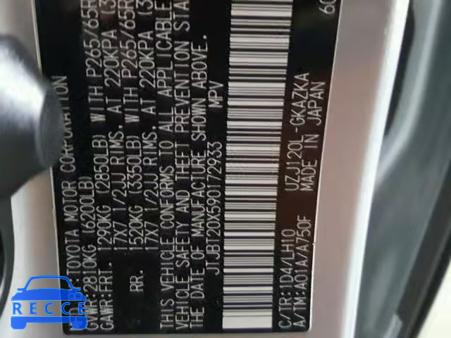 2009 LEXUS GX 470 JTJBT20X590172933 image 9