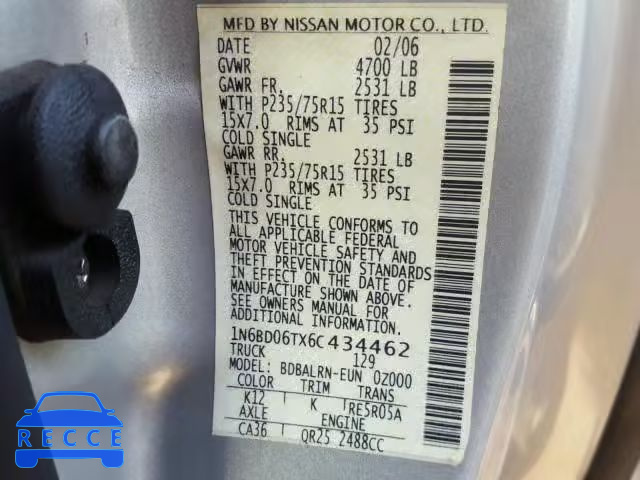 2006 NISSAN FRONTIER K 1N6BD06TX6C434462 image 9