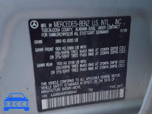 2000 MERCEDES-BENZ ML 320 4JGAB54E9YA156444 зображення 9
