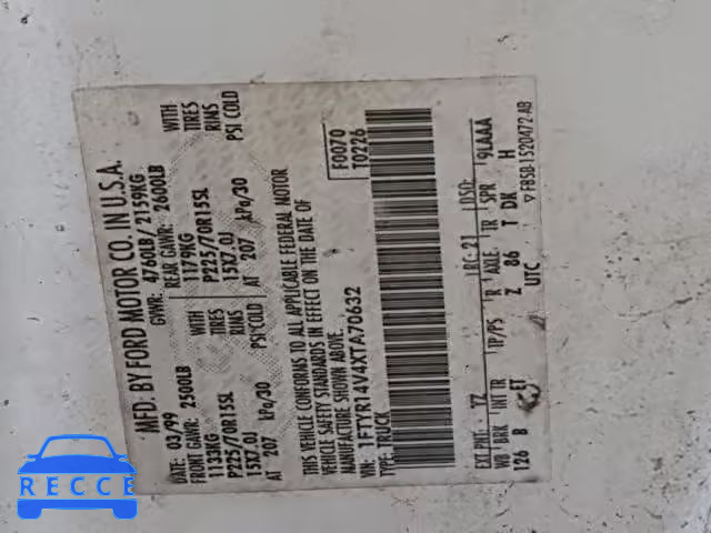 1999 FORD RANGER SUP 1FTYR14V4XTA70632 image 9