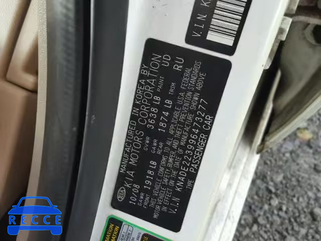 2009 KIA RIO BASE KNADE223996473277 image 9