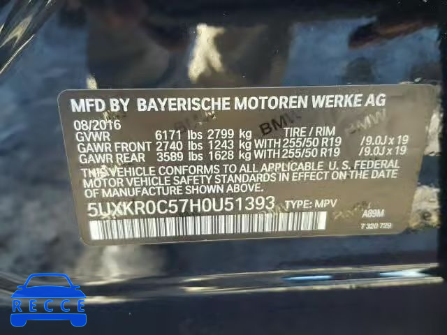 2017 BMW X5 XDRIVE3 5UXKR0C57H0U51393 image 9