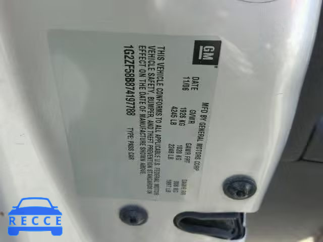 2007 PONTIAC G6 VALUE L 1G2ZF58B874197788 image 9