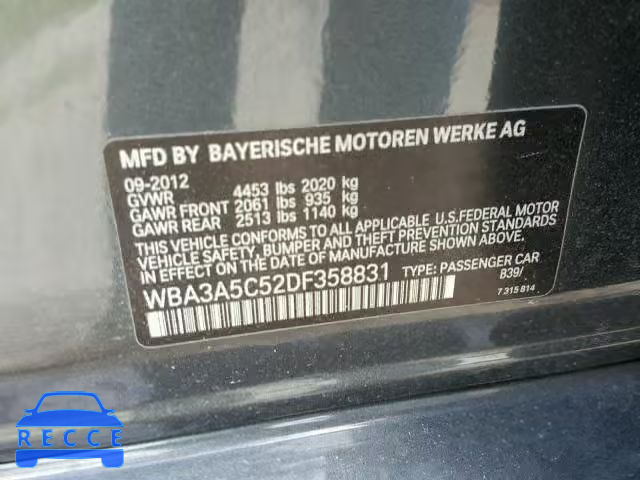 2013 BMW 328 I WBA3A5C52DF358831 Bild 9
