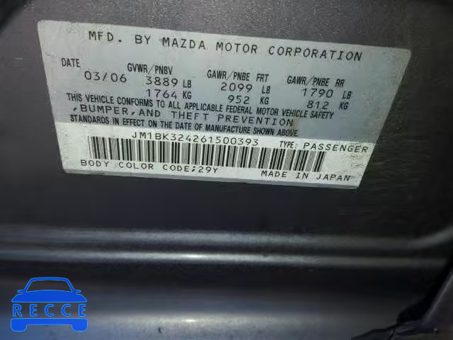 2006 MAZDA 3 S JM1BK324261500393 image 9