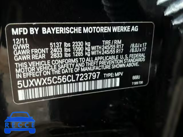 2012 BMW X3 XDRIVE2 5UXWX5C56CL723797 image 9