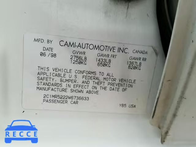 1998 CHEVROLET METRO 2C1MR5222W6736633 image 9