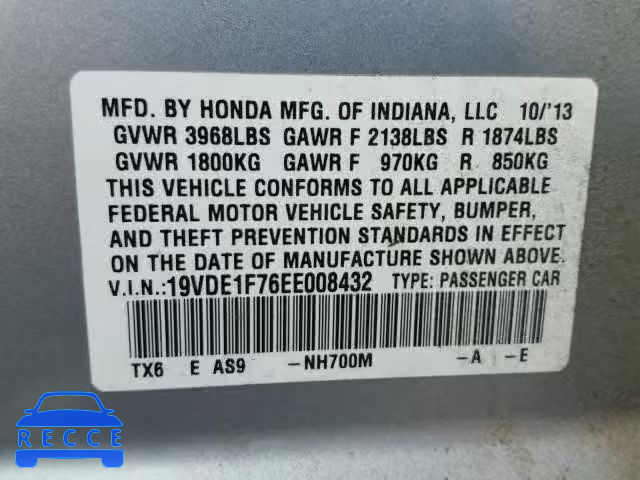 2014 ACURA ILX 20 TEC 19VDE1F76EE008432 image 9