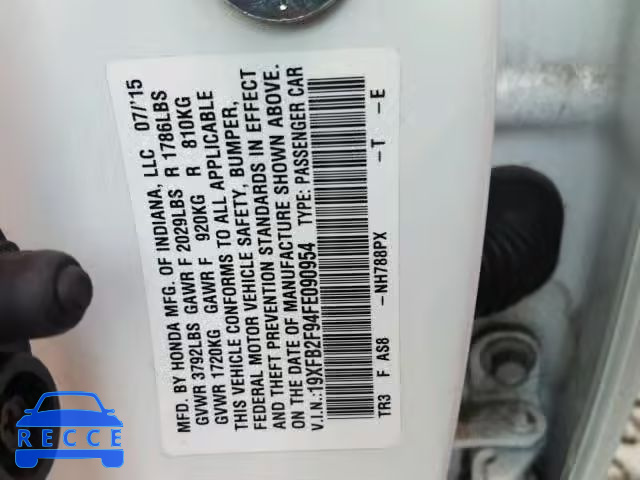 2015 HONDA CIVIC EXL 19XFB2F94FE090954 image 9