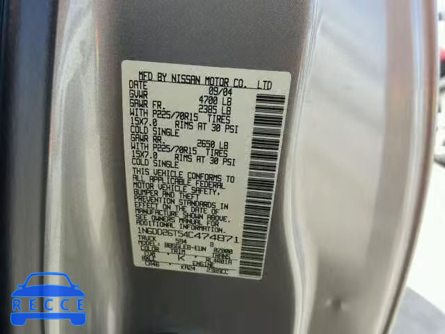 2004 NISSAN FRONTIER K 1N6DD26T54C474871 image 9