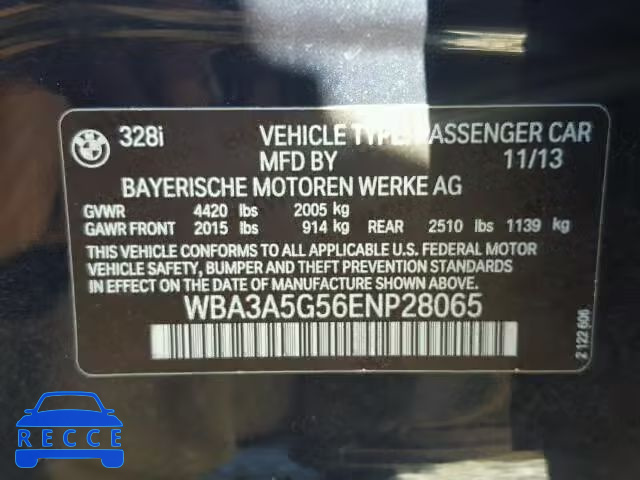 2014 BMW 328 I WBA3A5G56ENP28065 Bild 9