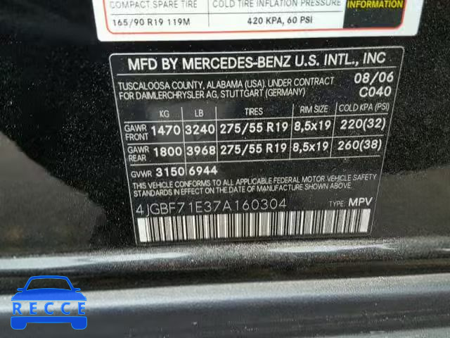 2007 MERCEDES-BENZ GL 450 4MA 4JGBF71E37A160304 image 9