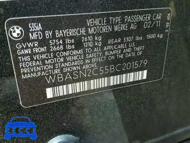 2011 BMW 535 GT WBASN2C55BC201579 image 9