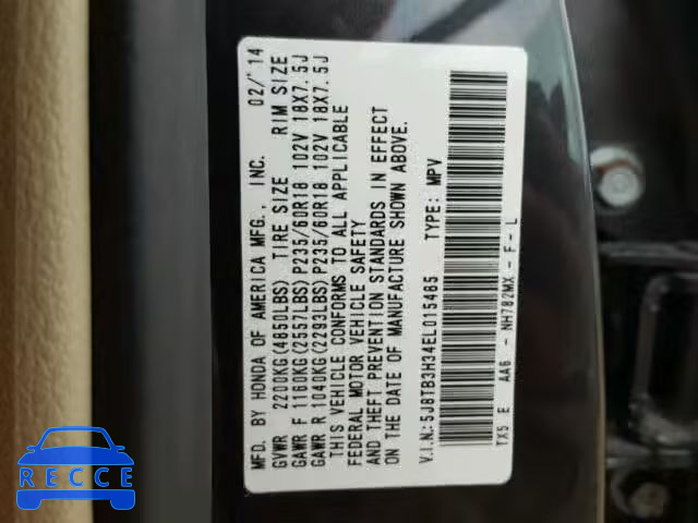 2014 ACURA RDX BASE 5J8TB3H34EL015485 Bild 9