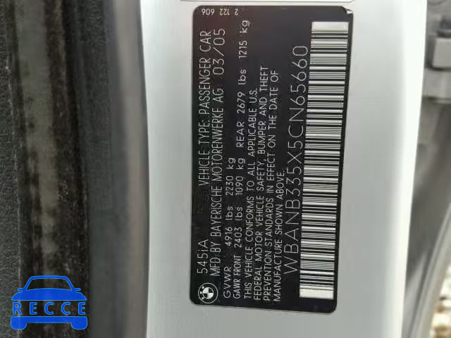 2005 BMW 545 I WBANB335X5CN65660 image 9