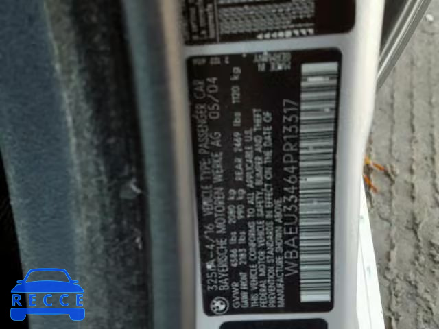 2004 BMW 325 XI WBAEU33464PR13317 image 9