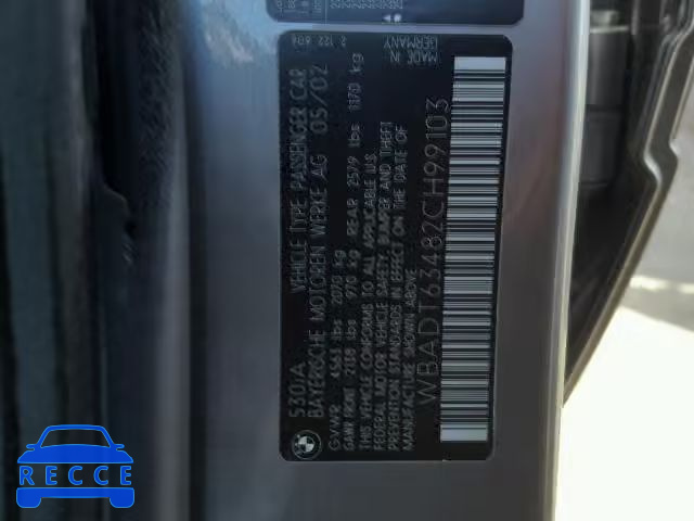 2002 BMW 530 I AUTO WBADT63482CH99103 image 9