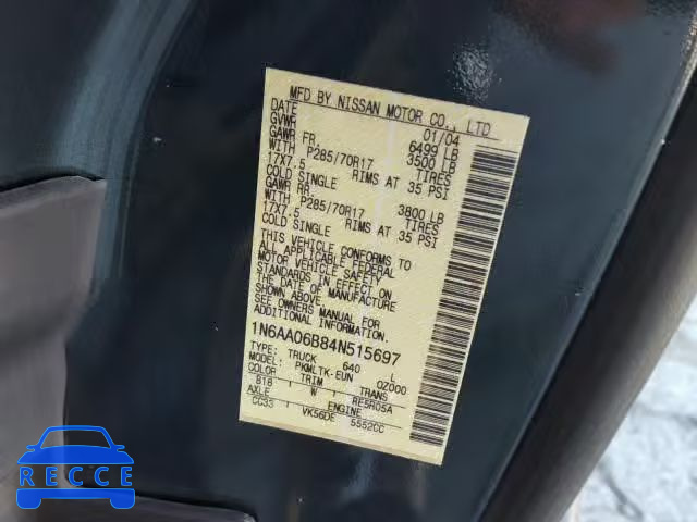 2004 NISSAN TITAN XE 1N6AA06B84N515697 image 9