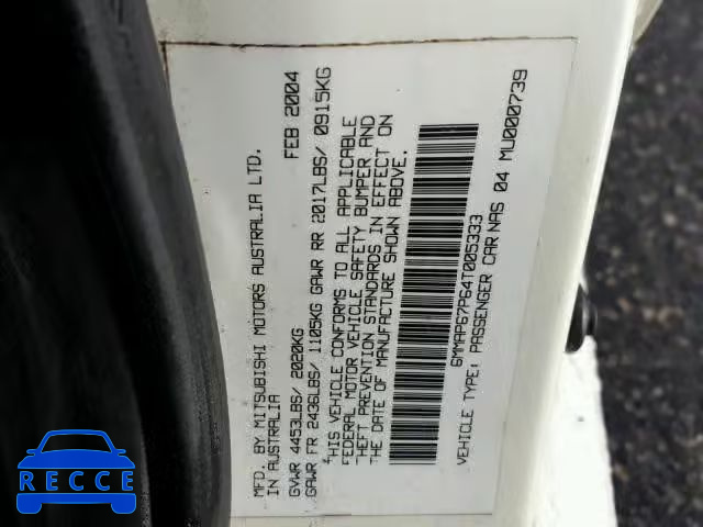 2004 MITSUBISHI DIAMANTE 6MMAP67P64T005333 зображення 9
