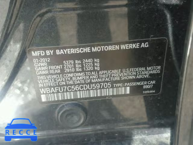 2012 BMW 535 XI WBAFU7C56CDU59705 зображення 9