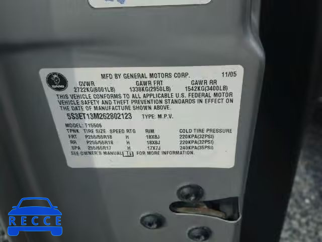 2006 SAAB 9-7X ARC 5S3ET13M262802123 image 9