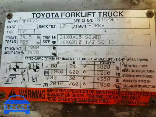 1994 TOYOTA FORKLIFT 83578 image 9