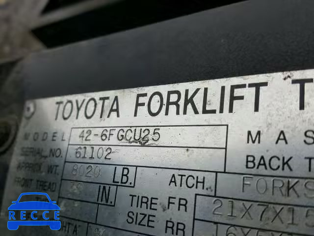 1995 TOYOTA FORKLIFT 61102 Bild 9