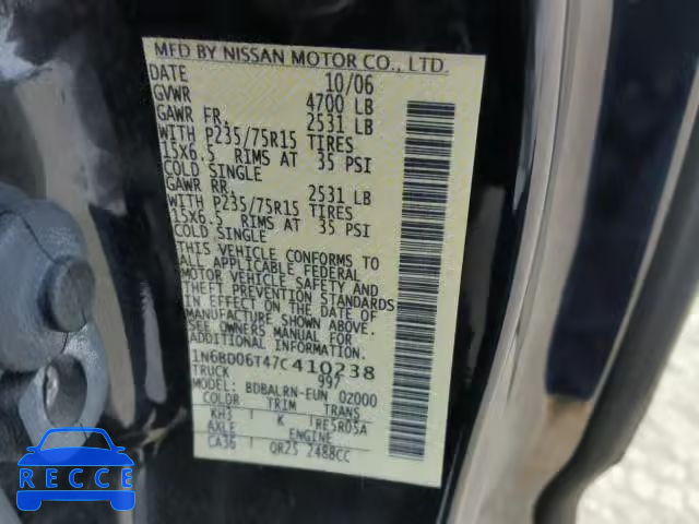 2007 NISSAN FRONTIER K 1N6BD06T47C410238 image 9