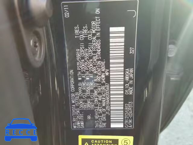 2011 LEXUS RX 450 JTJZB1BA6B2005687 image 9