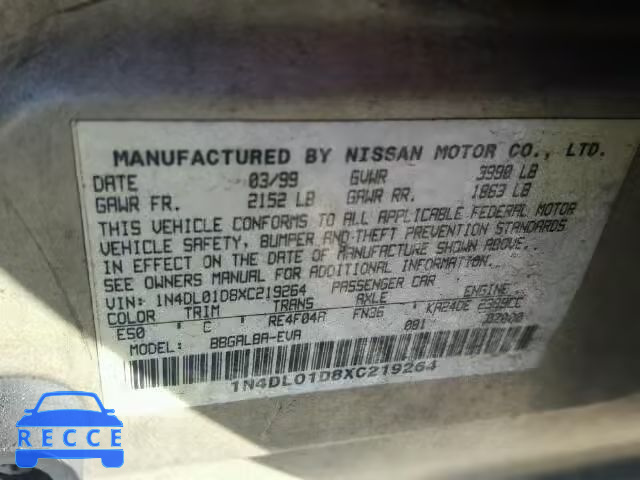 1999 NISSAN ALTIMA XE 1N4DL01D8XC219264 image 9