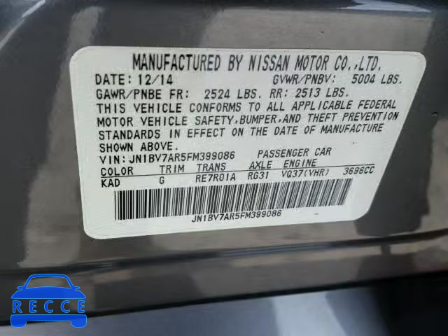 2015 INFINITI Q50 BASE JN1BV7AR5FM399086 image 9