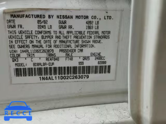 2002 NISSAN ALTIMA BAS 1N4AL11D02C263079 image 9