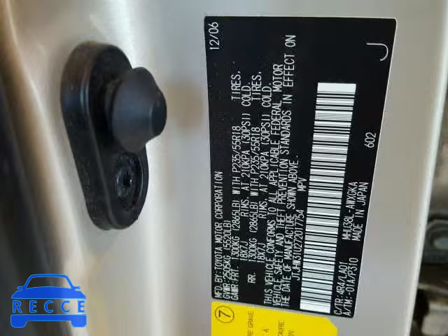 2007 LEXUS RX 400H JTJHW31U272017754 Bild 9